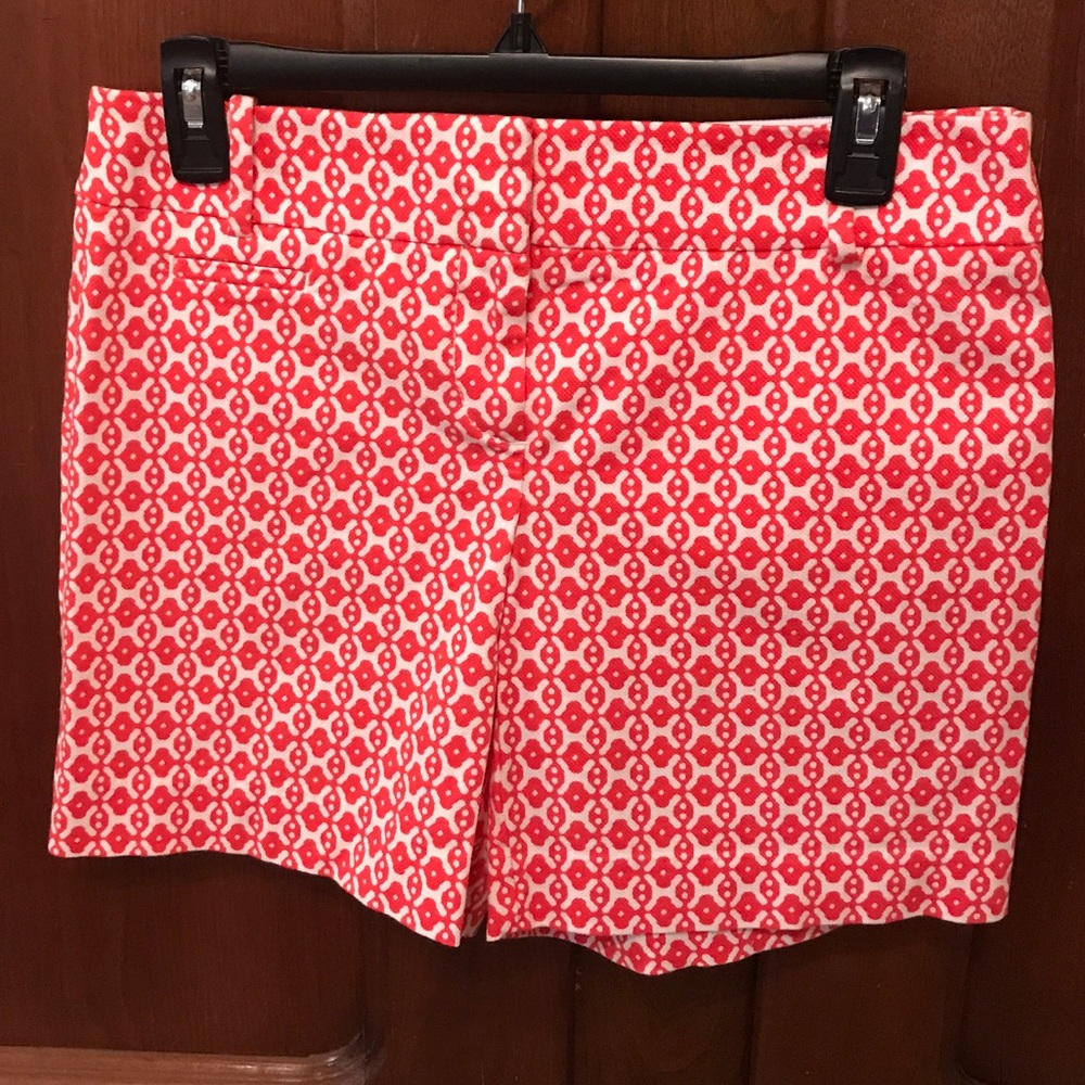 LOFT Coral/White Patterned Riviera Shorts Size 0